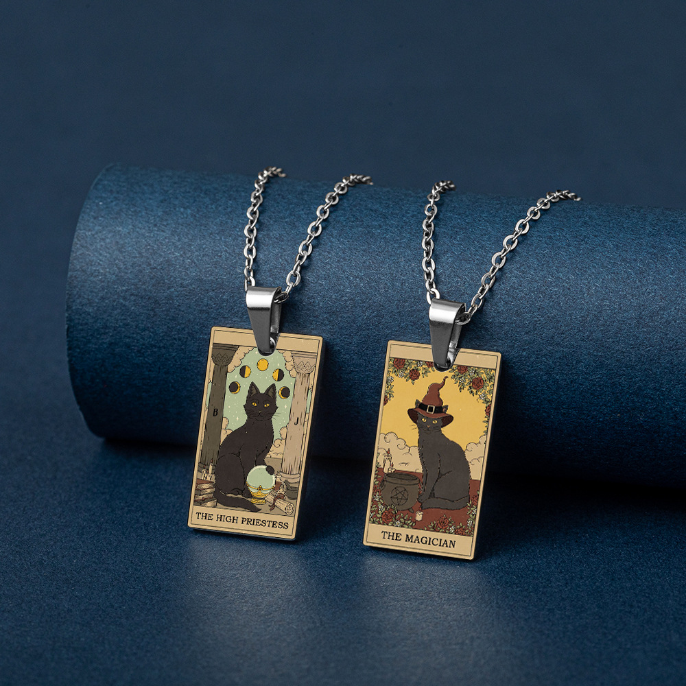 Tarot Cat Print Cat Necklace Pendant