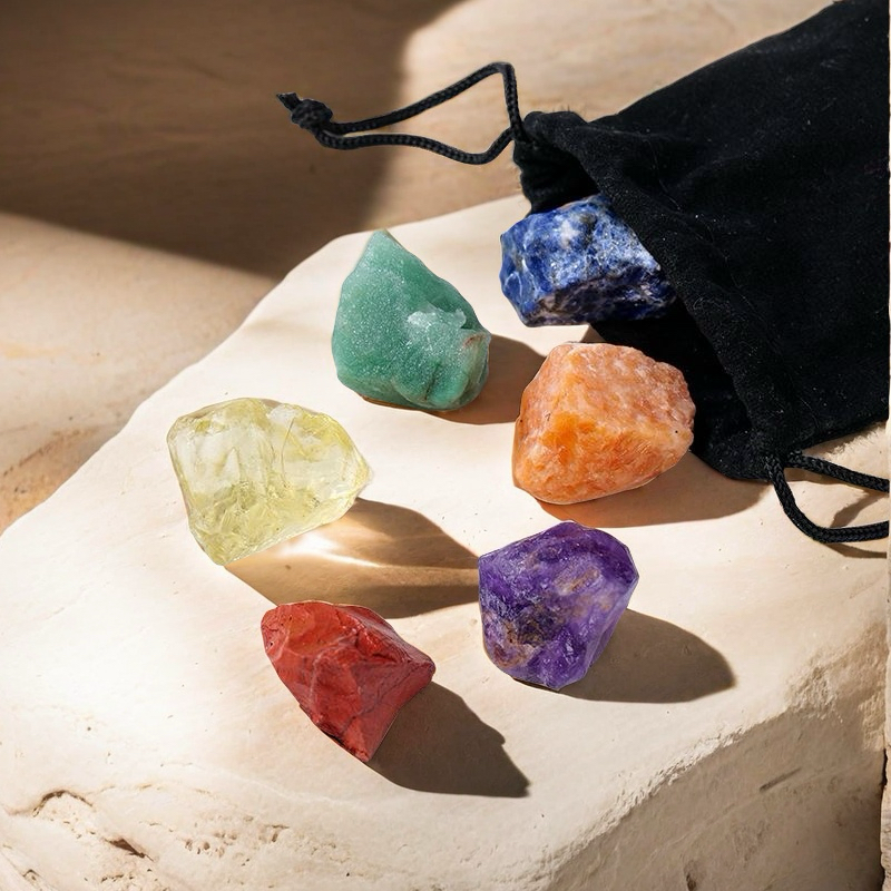 7 Colors Raw Stone Chakra Set.