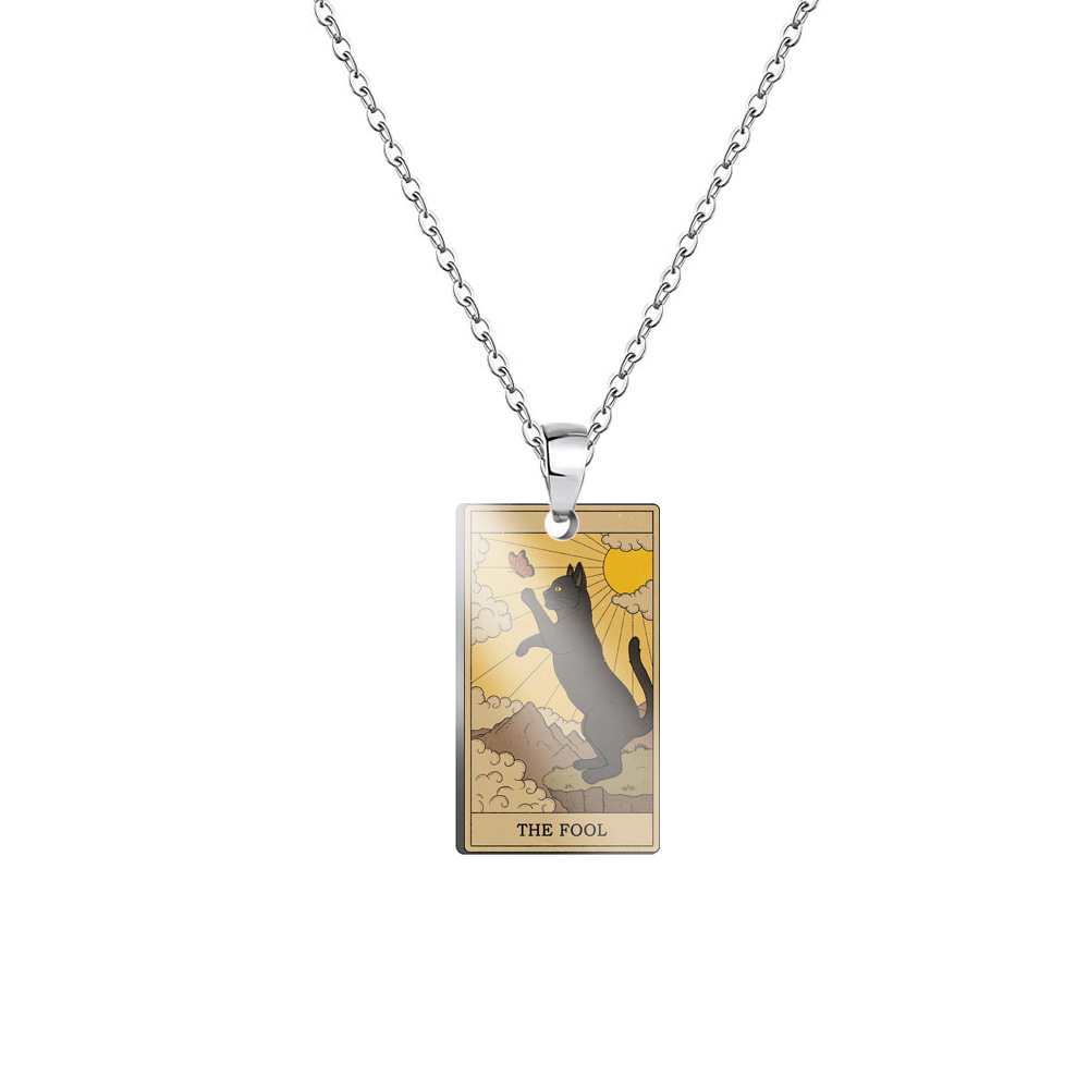 Tarot Print Cat Necklace Pendant-The Fool