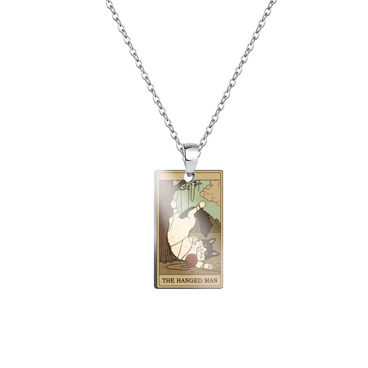 Tarot Print Cat Necklace Pendant-Hanged Man