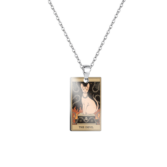 Tarot Print Cat Necklace Pendant-The Devil