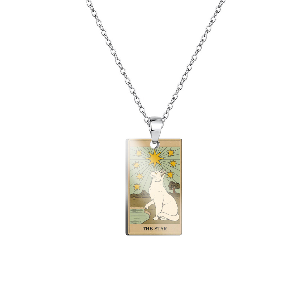 Tarot Print Cat Necklace Pendant-The Star