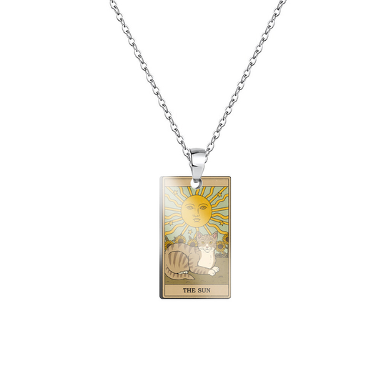 Tarot Print Cat Necklace Pendant-The Sun