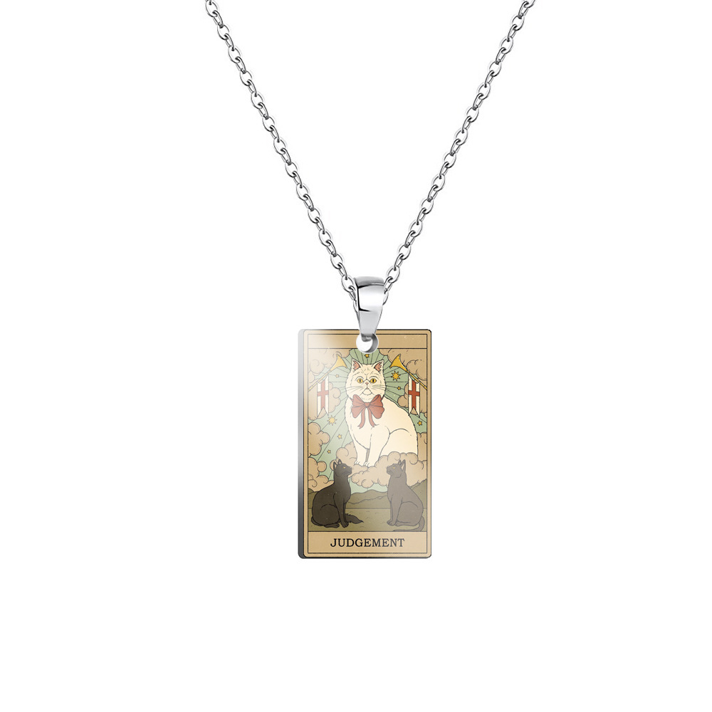 Tarot Cat Print Cat Necklace Pendant-Judgement