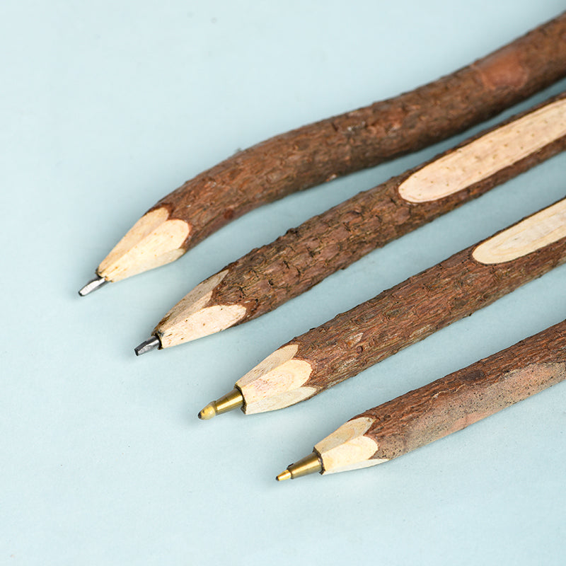 Clear Quartz Column Wooden Pen