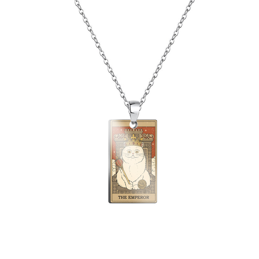 Tarot Print Cat Necklace Pendant-The Emperor