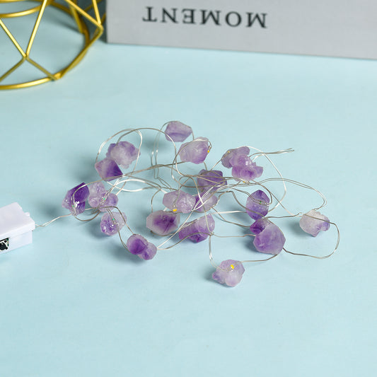 Raw Crystal String Ambient Lights-Amethyst