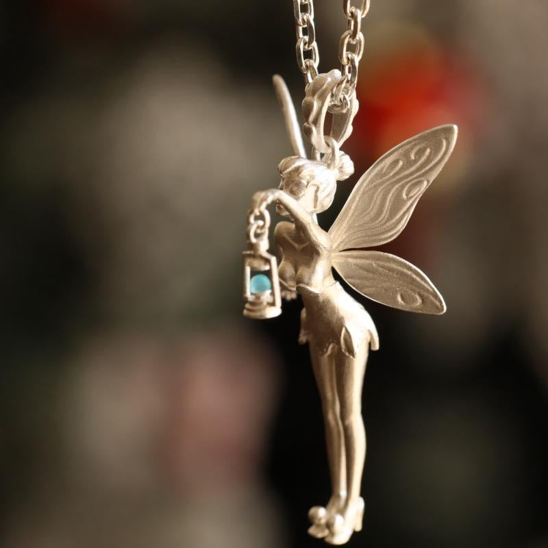 Pixie Lift Lamp Flower Fairy Vintage Necklace Pendant