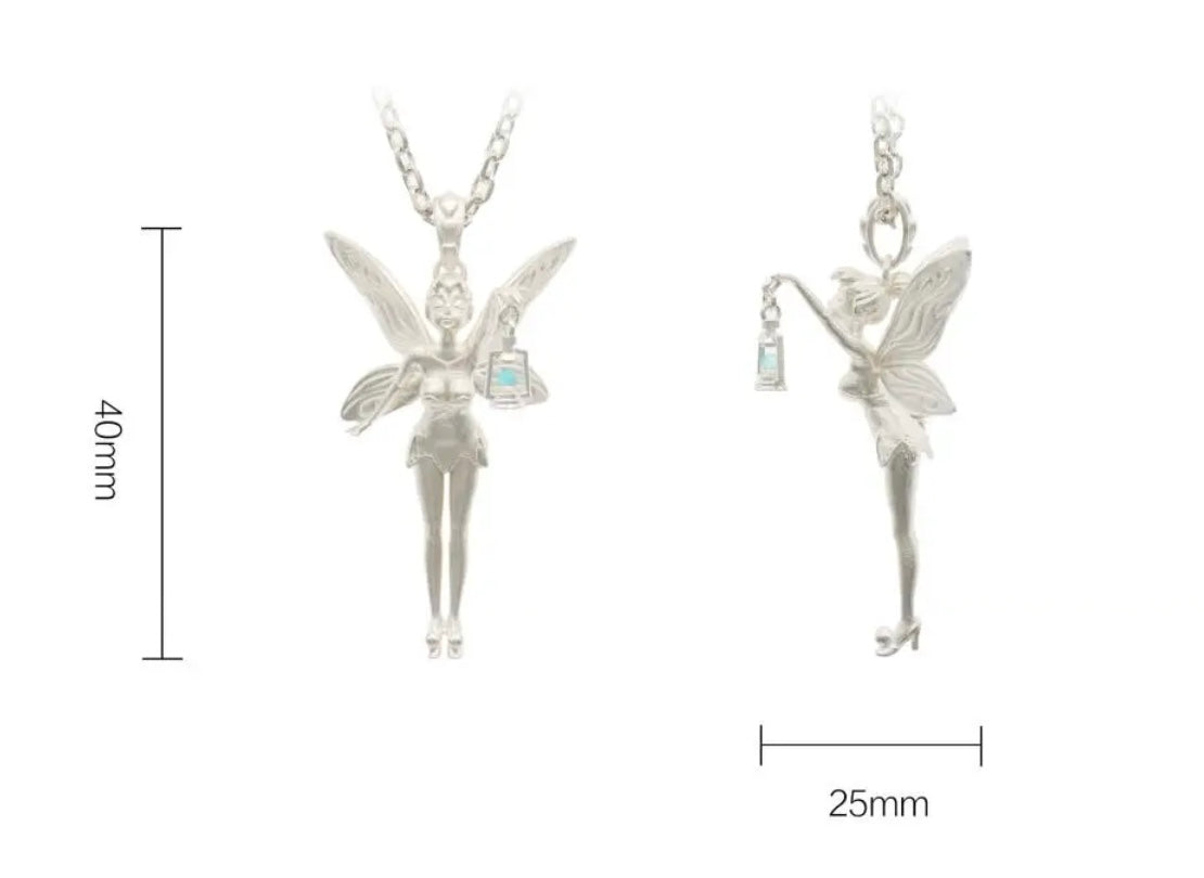 Pixie Lift Lamp Flower Fairy Vintage Necklace Pendant