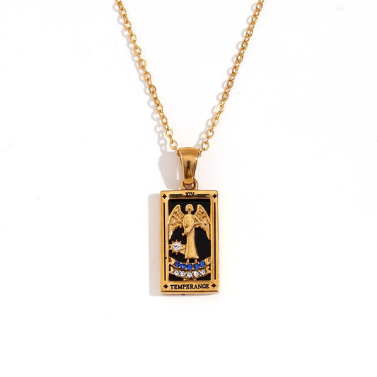 Vintage Tarot Card Constellation Necklace-Temperance