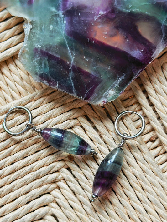 Natural Fluorite Illusion Gradient Crystal Earrings