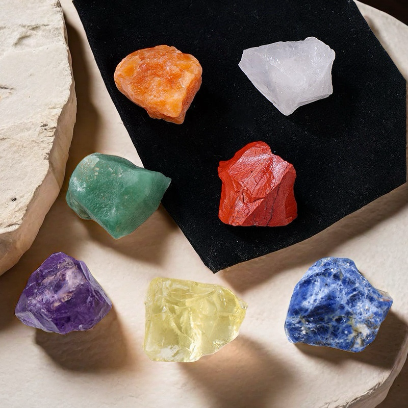 7 Colors Raw Stone Chakra Set