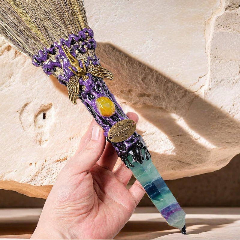 Natural Crystal Hexagonal Pole Witch Magic Broom