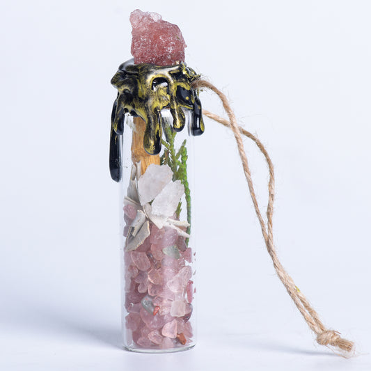 Crystal Chip Chakras Vials -Strawberry Quartz