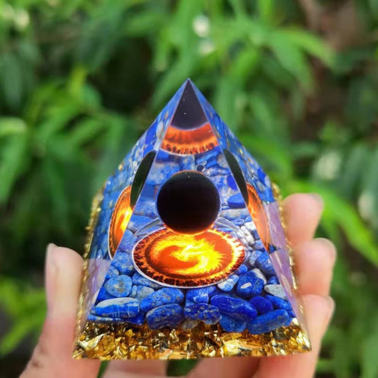 Crystal Pyramid- Third Eye Chakra Obsidian Ball