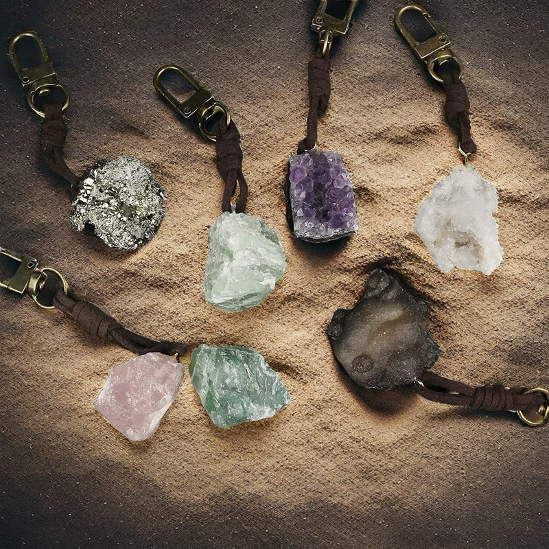 Natural Cluster Crystal Keychain