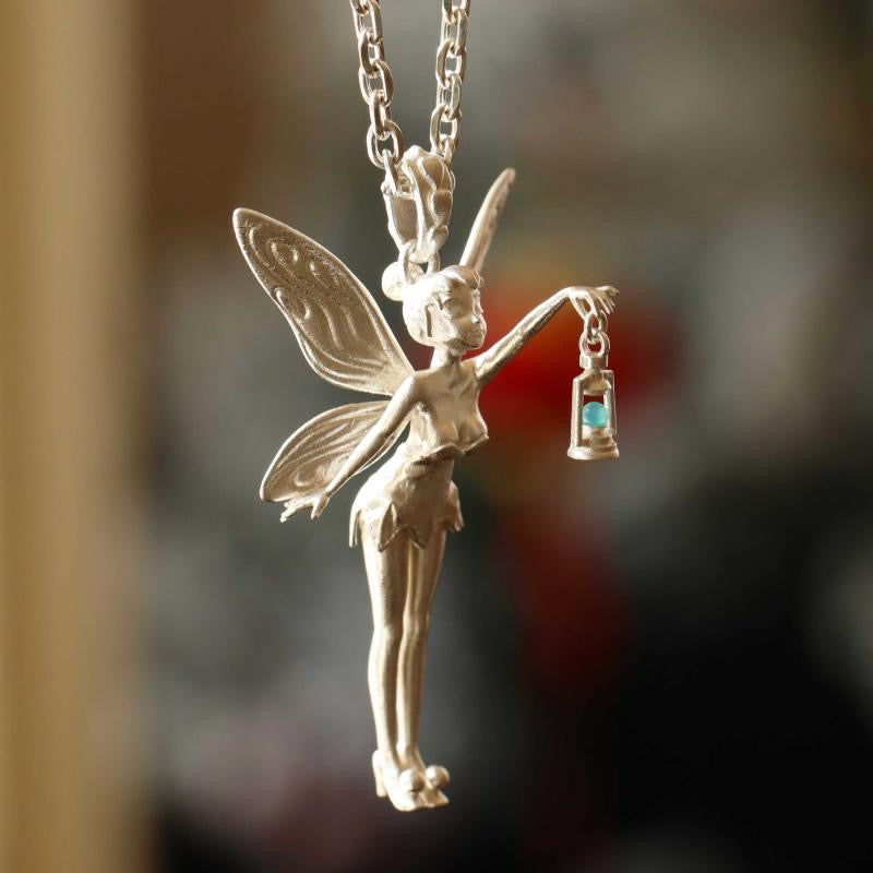 Pixie Lift Lamp Flower Fairy Vintage Necklace Pendant